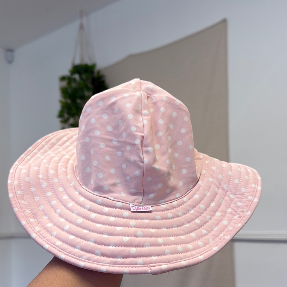 Ruffle Butts Pink and White Sun Hat for kids